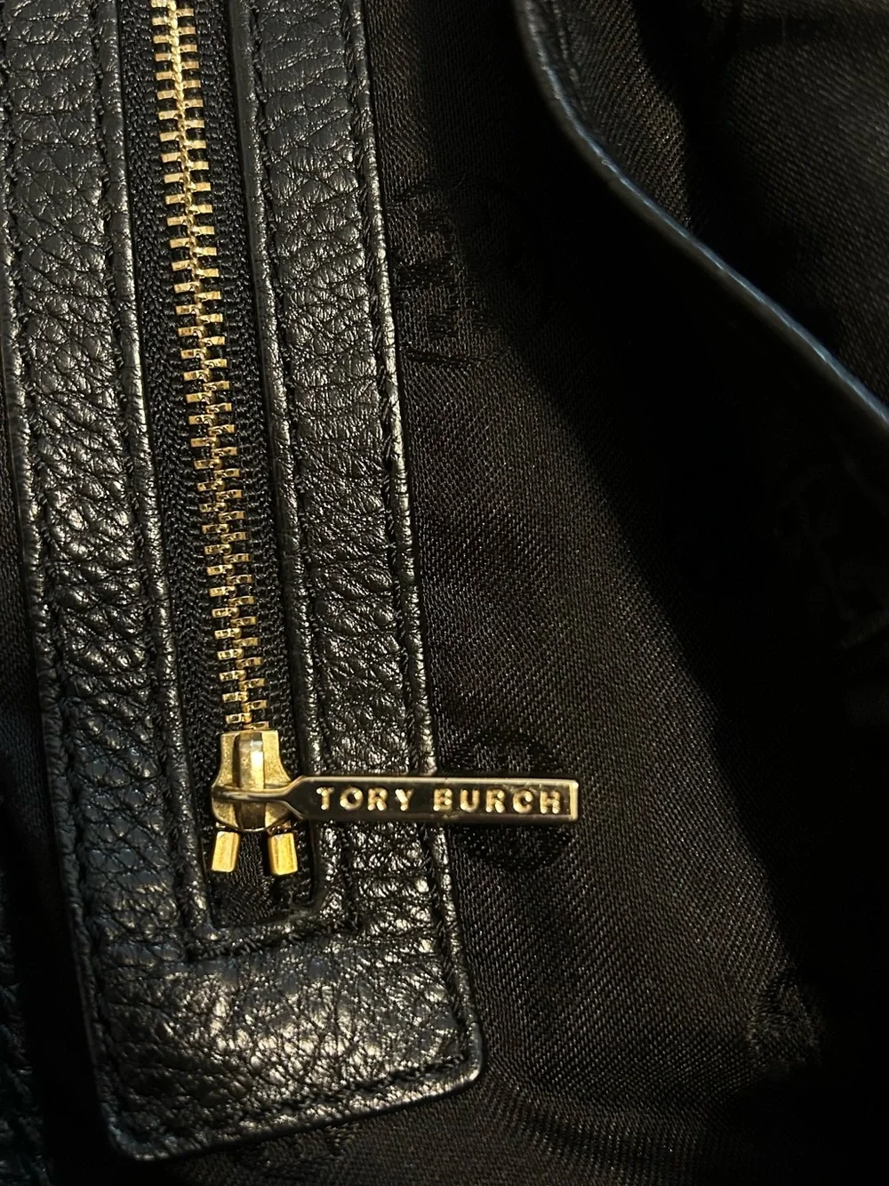 Tory Burch Black Pebbled Leather Chain-Handle Tote
